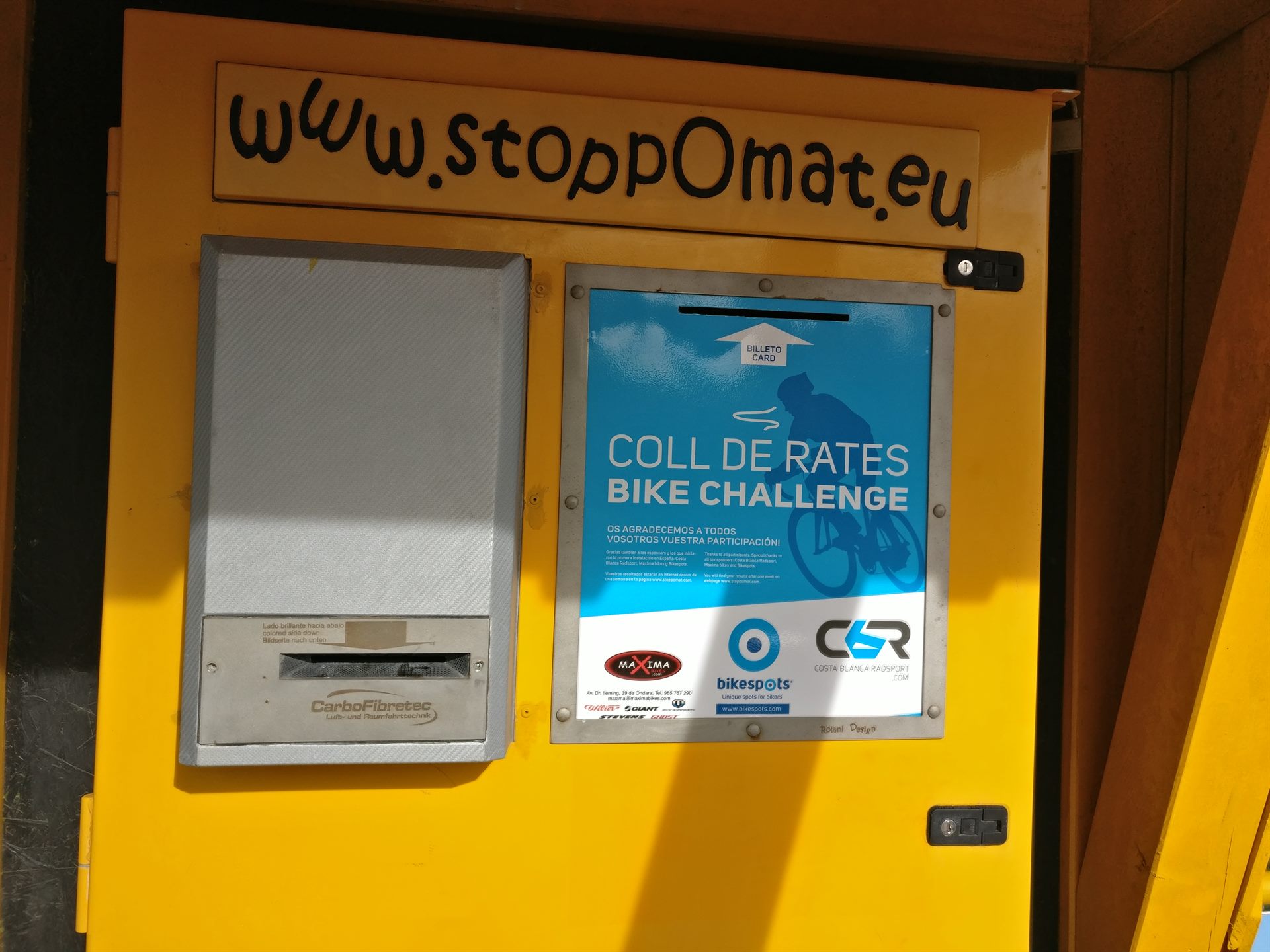 The Stopomat timing point at the top of the Coll de Rates